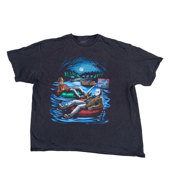 VINTAGE Nightmare on Elm Street X Friday the 13th Graphic Shirt XL - Picture 5 of 7